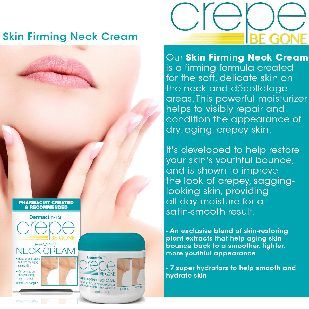Crepe Be Gone Firming Neck Cream 3 oz. (PACK OF 2)